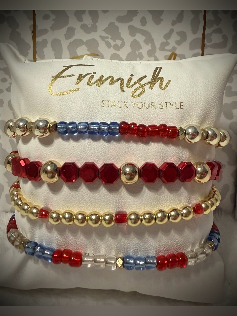 New ERIMISH Bracelets - 4 pc Stack - Red, White & Blue